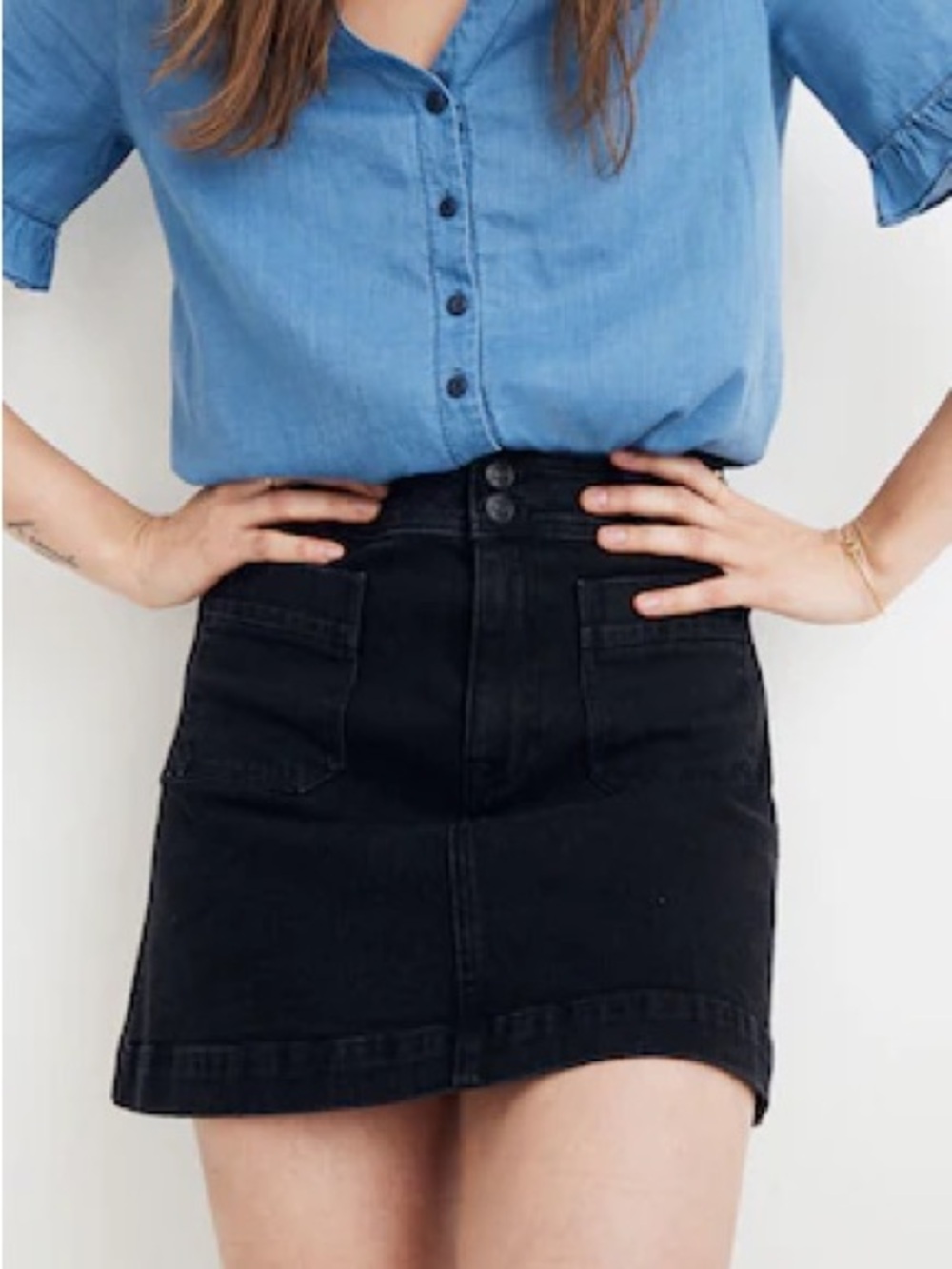 madewell stretch denim a line mini skirt size 0